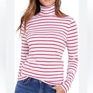 Vineyard Vines Striped Red & White Turtleneck Preppy Nautical Pima Cotton Modal